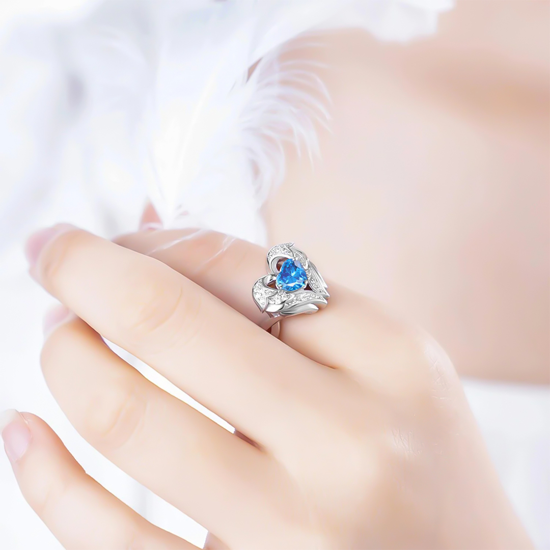 For Memorial - S925 Until We Meet Again Heart Wing Ring