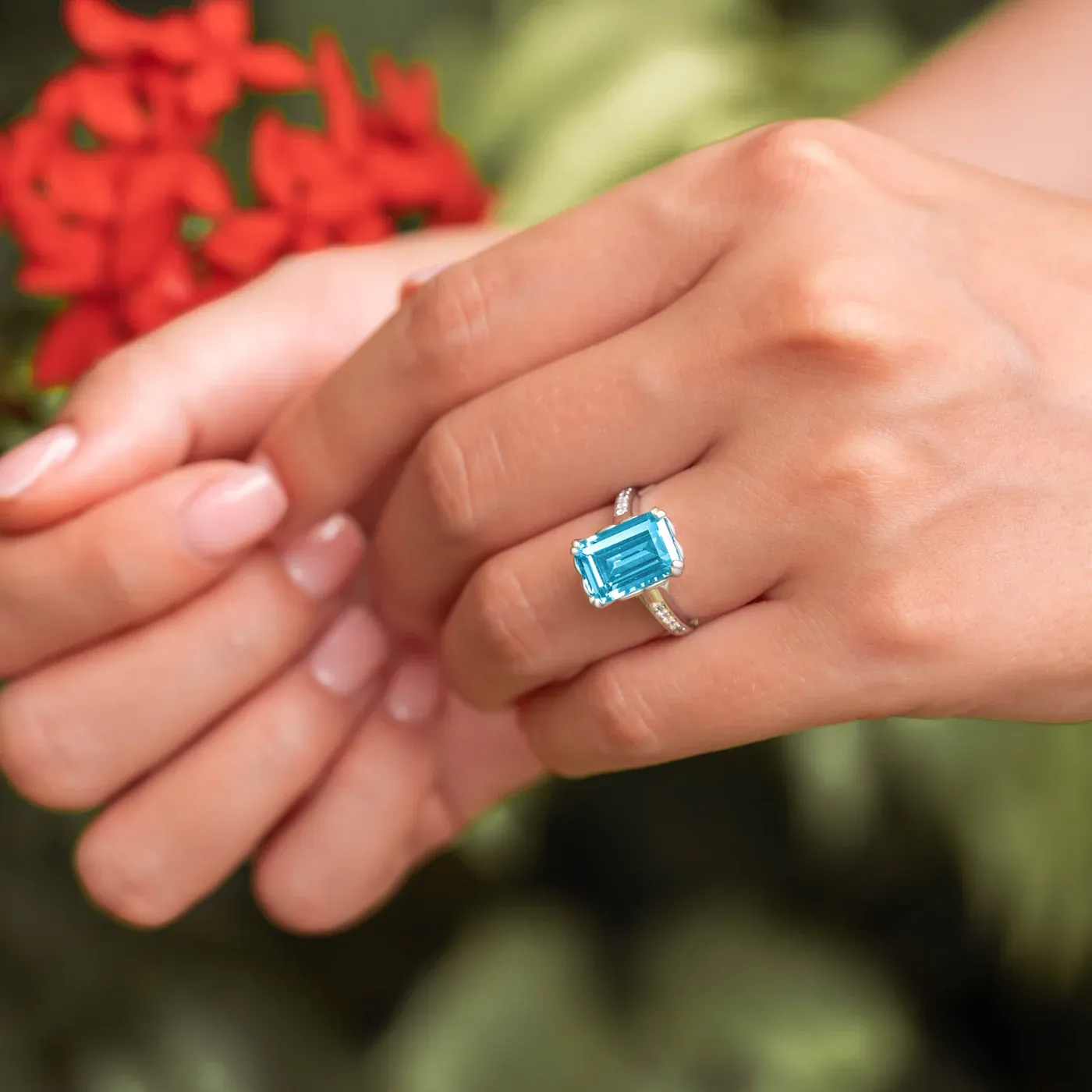 For Memorial - S925 Emerald Cut Diamond Ring