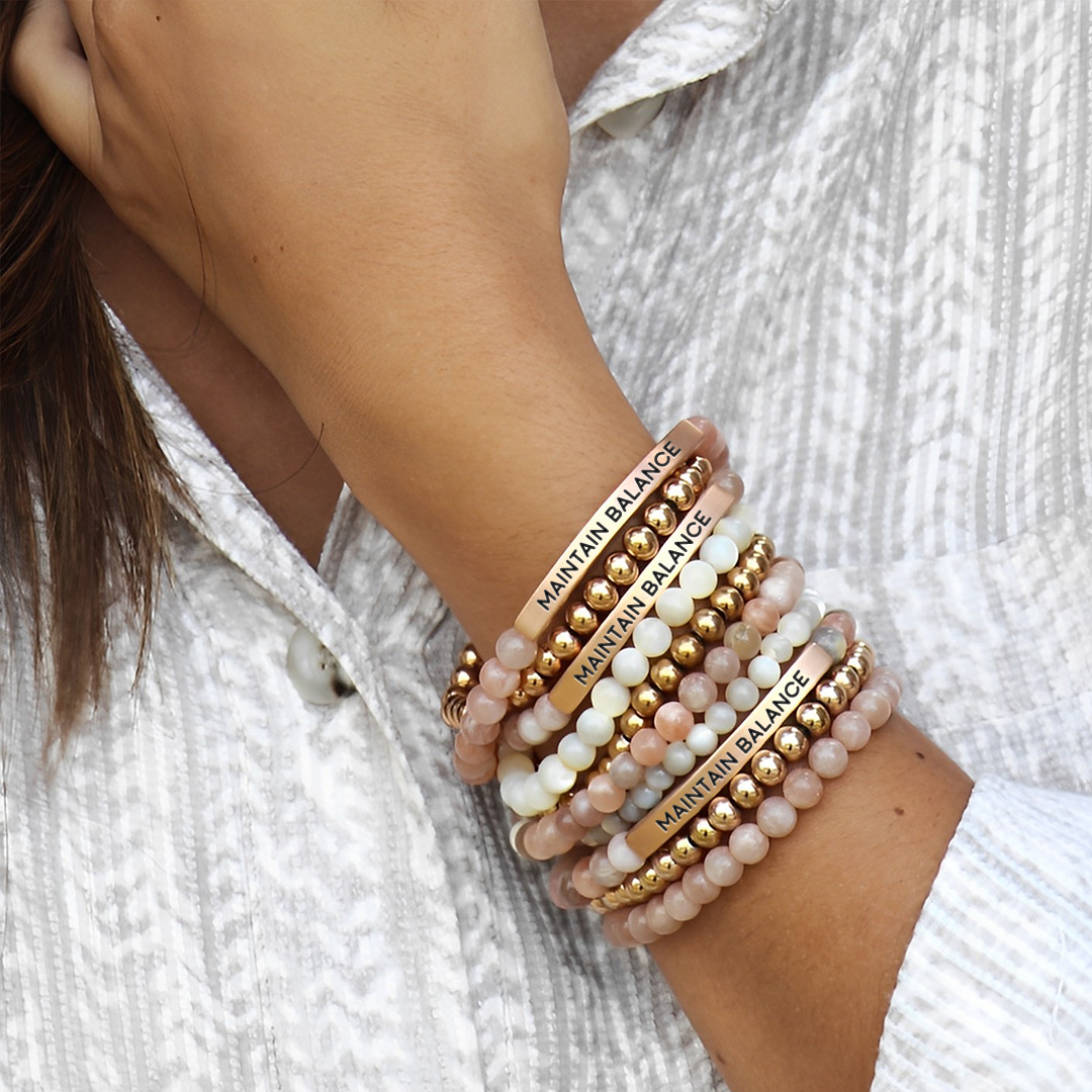 Maintain Balance Bead Lettering Bracelet