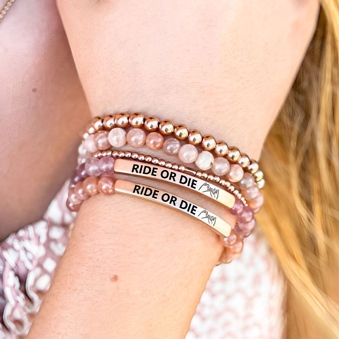 For Friend - Ride Or Die Bead I Pinky Promise Lettering Bracelet
