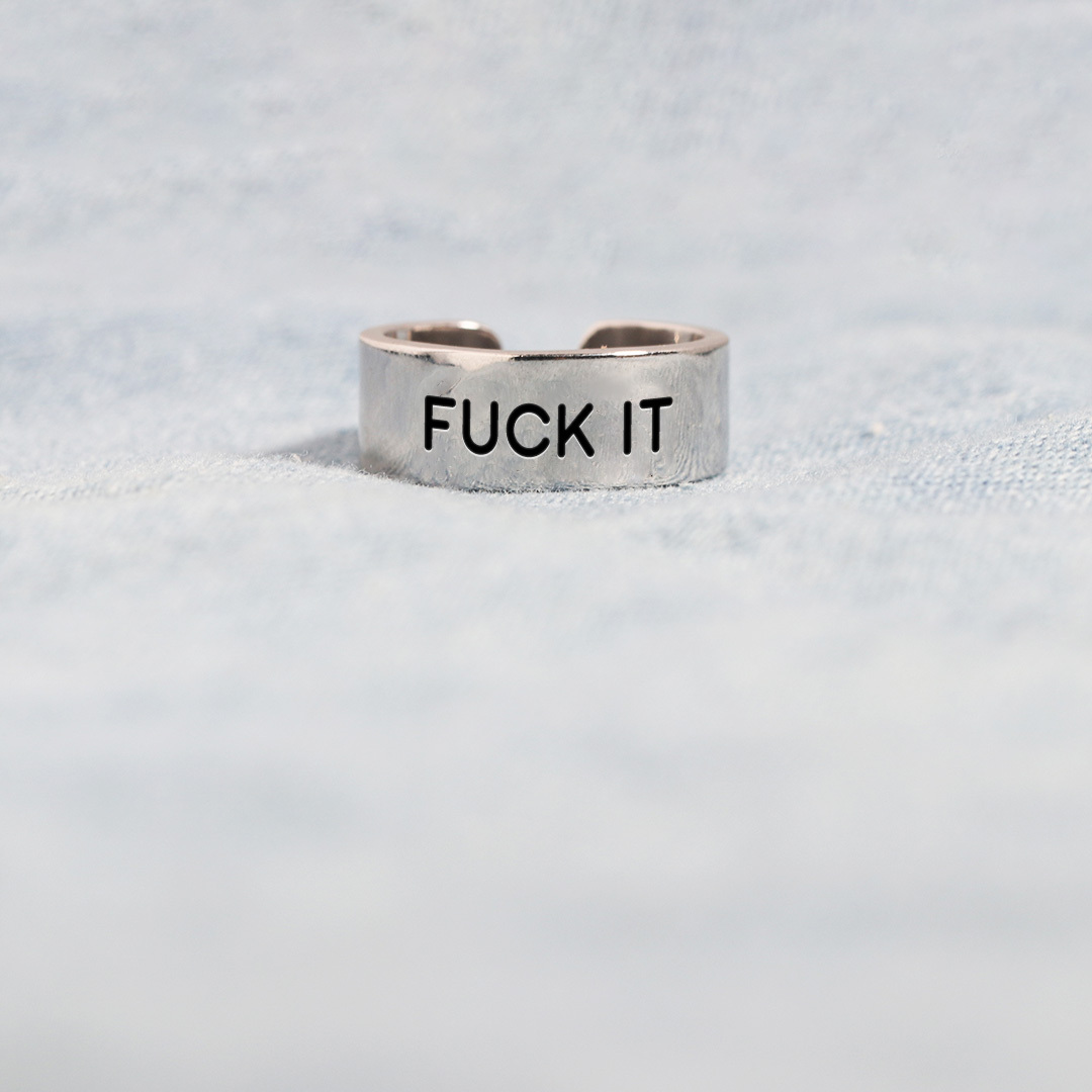 S925 Fuck It Wide Band Ring