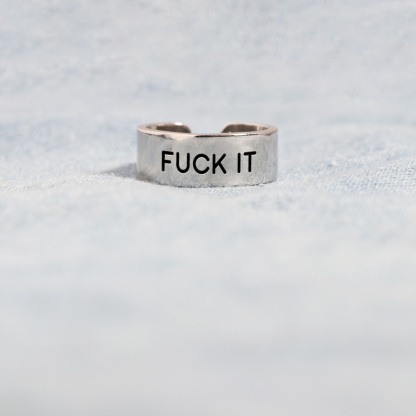 S925 Fuck It Wide Band Ring