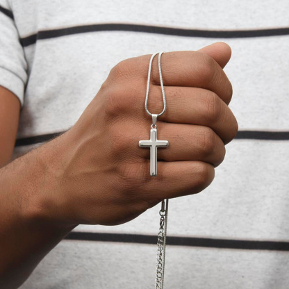 For Grandson - Whenever Your Cross Gets Heavy, Remember Whose Grandson You Are & Never Give Up Cross Necklace