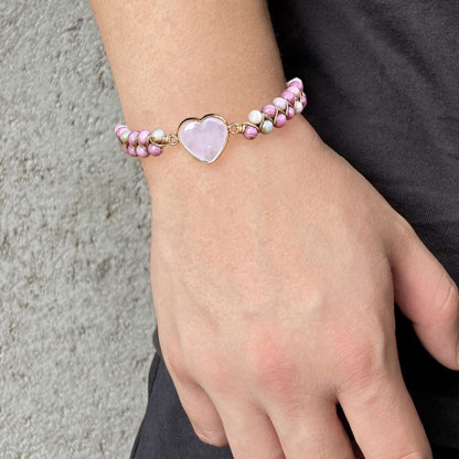 For Granddaughter -  I’ll Always Be With You Love You Forever Heart Protection Rose Quartz Bracelet