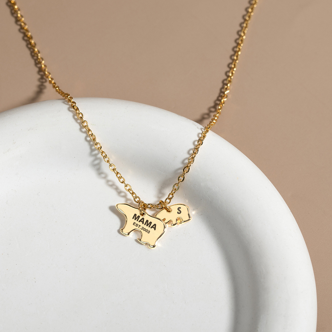 For Mother - You Are The Best Mama Bear In The World Name Custom Necklace
