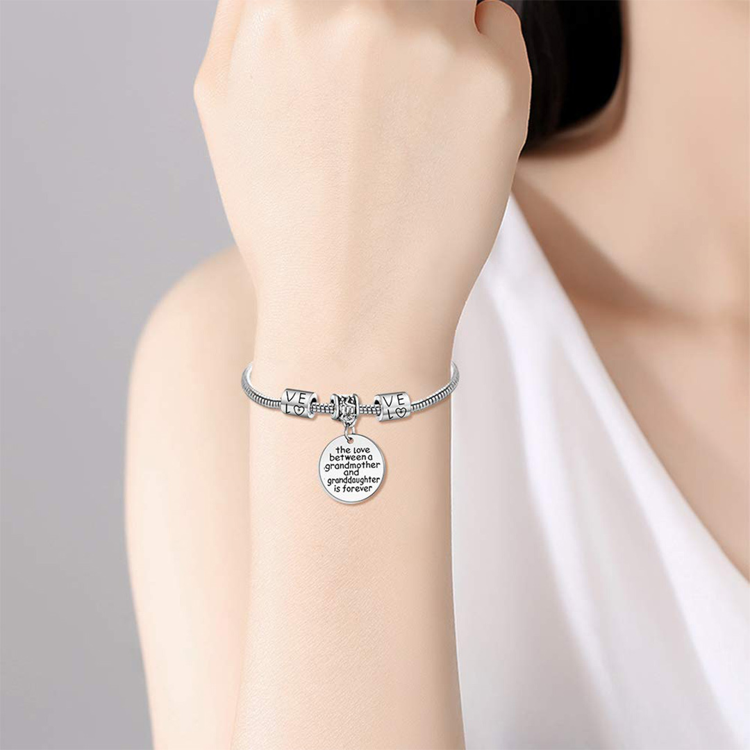 For Granddaughter - S925 Always Keep Me In Your Heart Grandparents And Grandchildren Love Eternal Pendant Bracelet