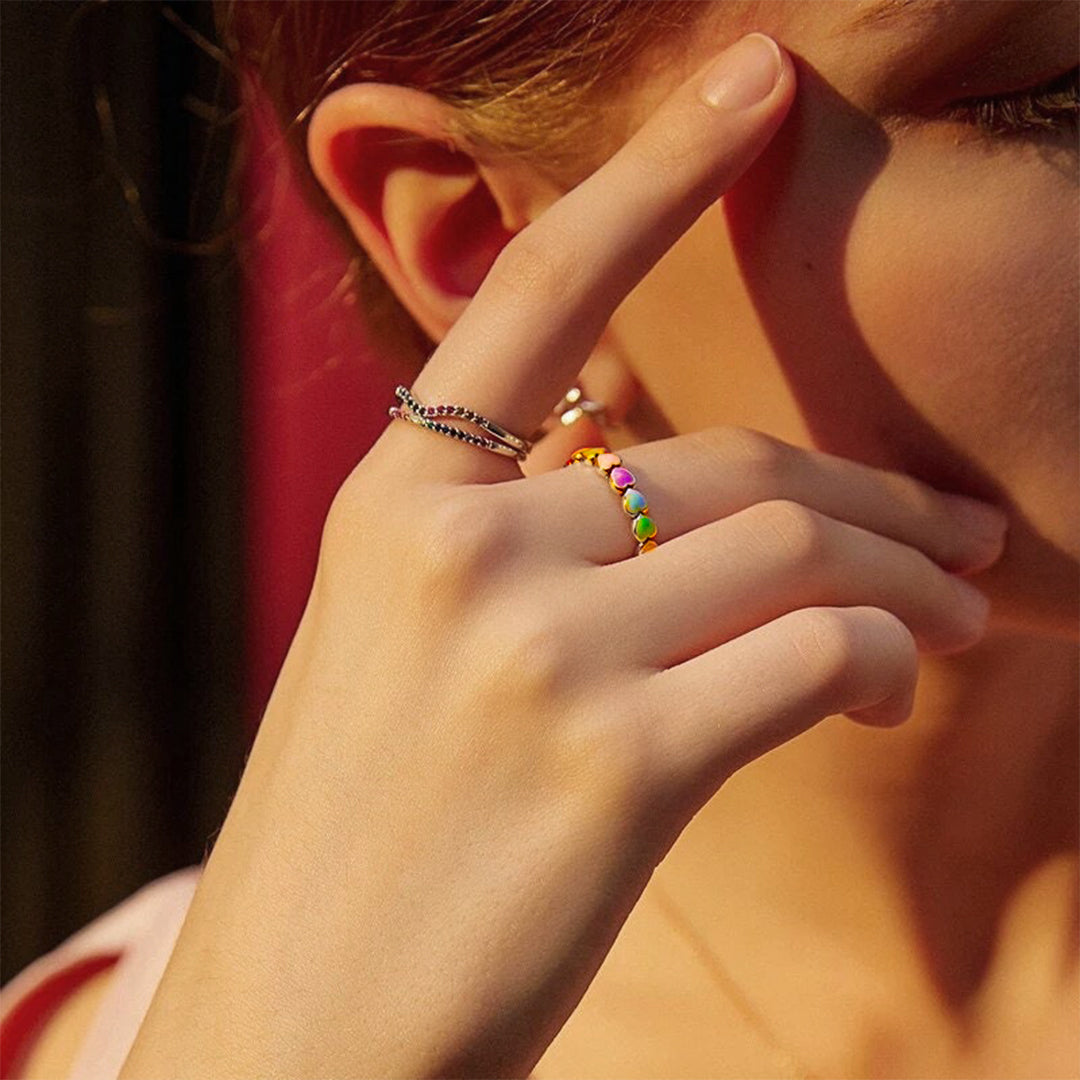 For Love - I Love You Until Infinity Runs Out Colorful Heart Ring