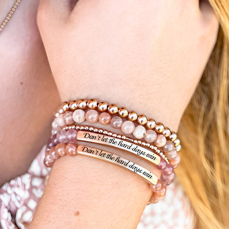 When The Days Get Hard, Don't Let Them Win Bead Lettering Bracelet