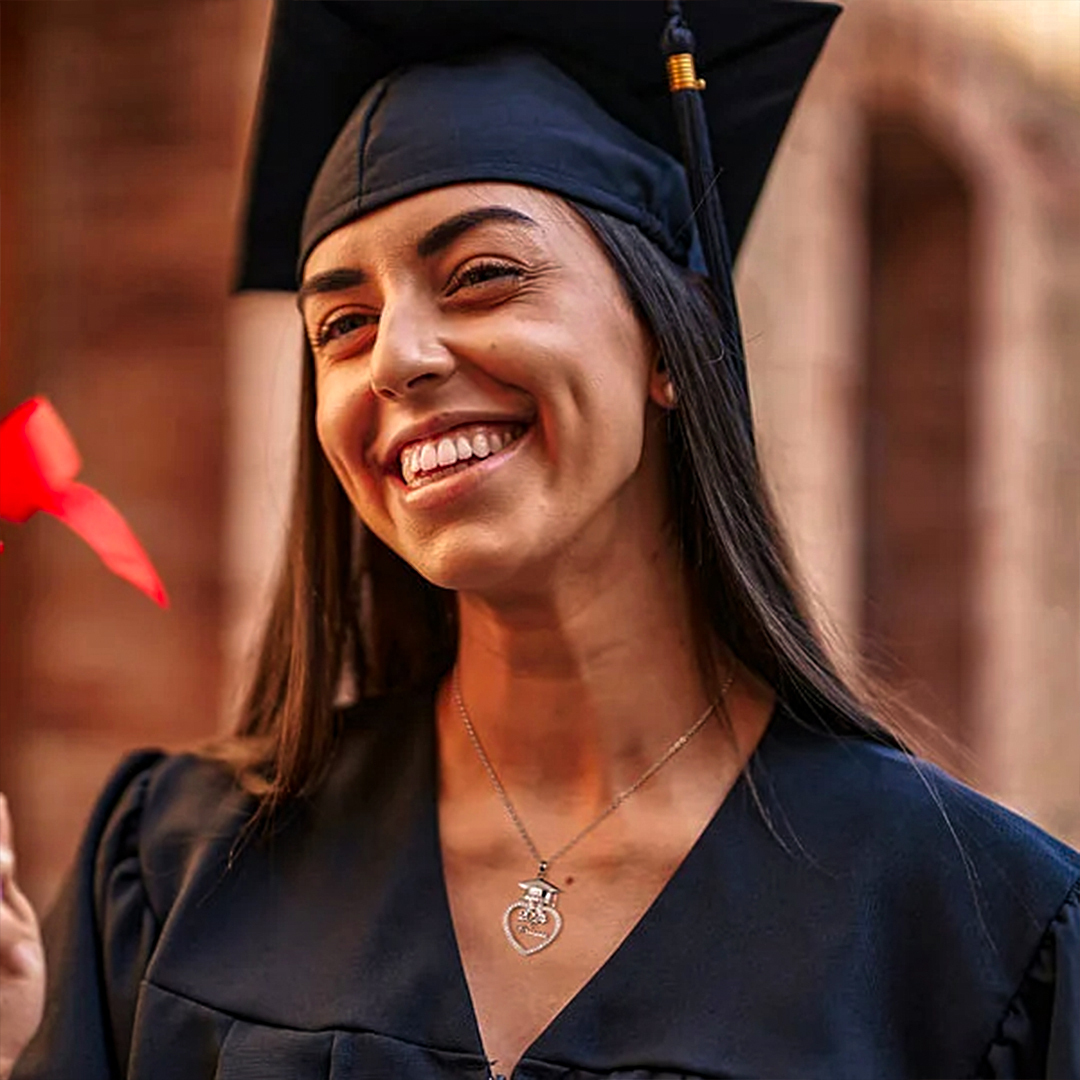 Name Custom Graduation Cap Heart Necklace