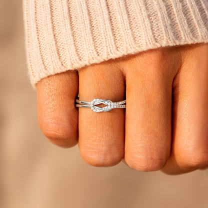 For Daughter - S925 Mother & Daughter Forever Linked Together Knot Ring