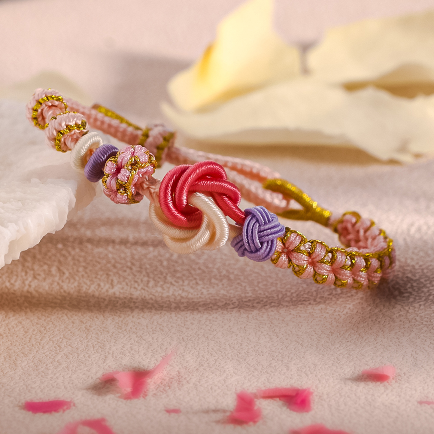 For Granddaughter - A LINK BETWEEN US THAT CAN NEVER BE UNDONE Peach Blossom Knot Bracelet