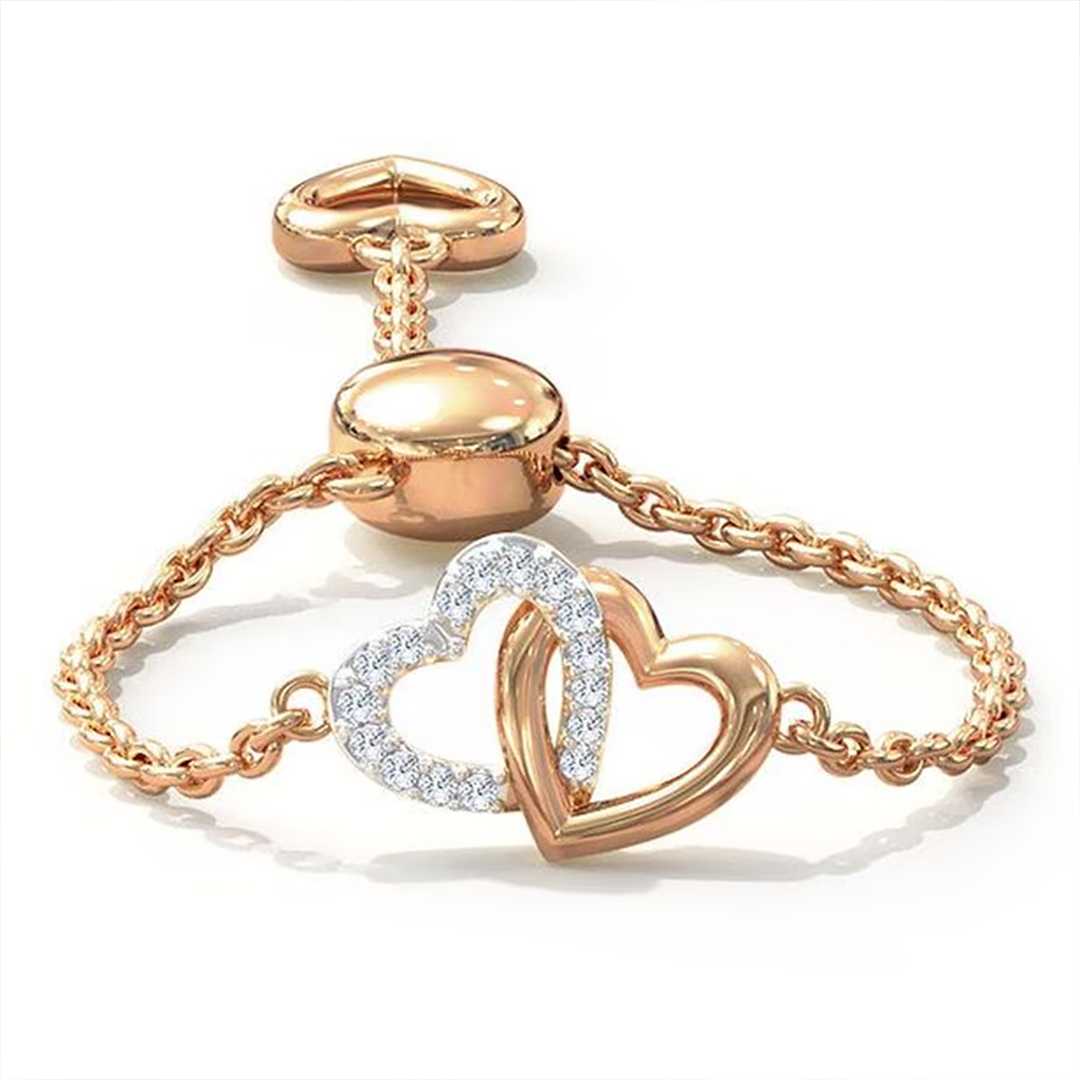 For Grandaughter/Daughter - S925 Always Keep Me In Your Heart,For You Are Always In Mine Double Heart Chain Ring