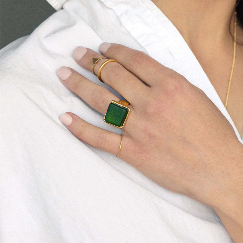 S925 Thalassophile Cube Sea Glass Ring