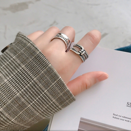 For Daughter - S925 Mother & Daughter Forever Linked Together Horseshoe Buckle Open Ring