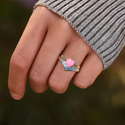 For Memorial - S925 Mama of an Angel You Will Be With Me Pink Heart Crown Ring