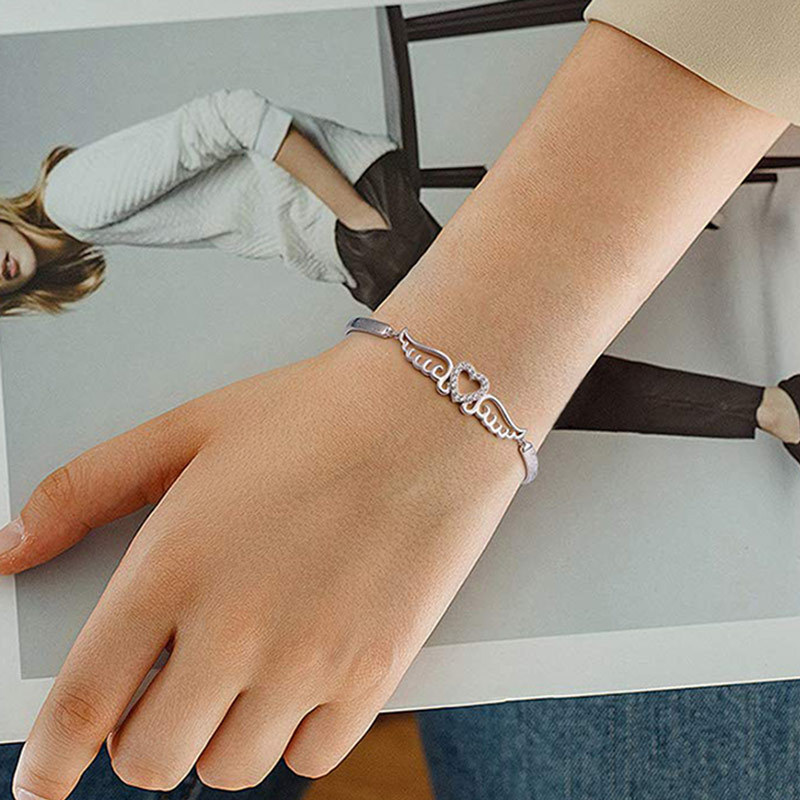 For Memorial - To My Mother In Heaven Angel Wings Bracelet