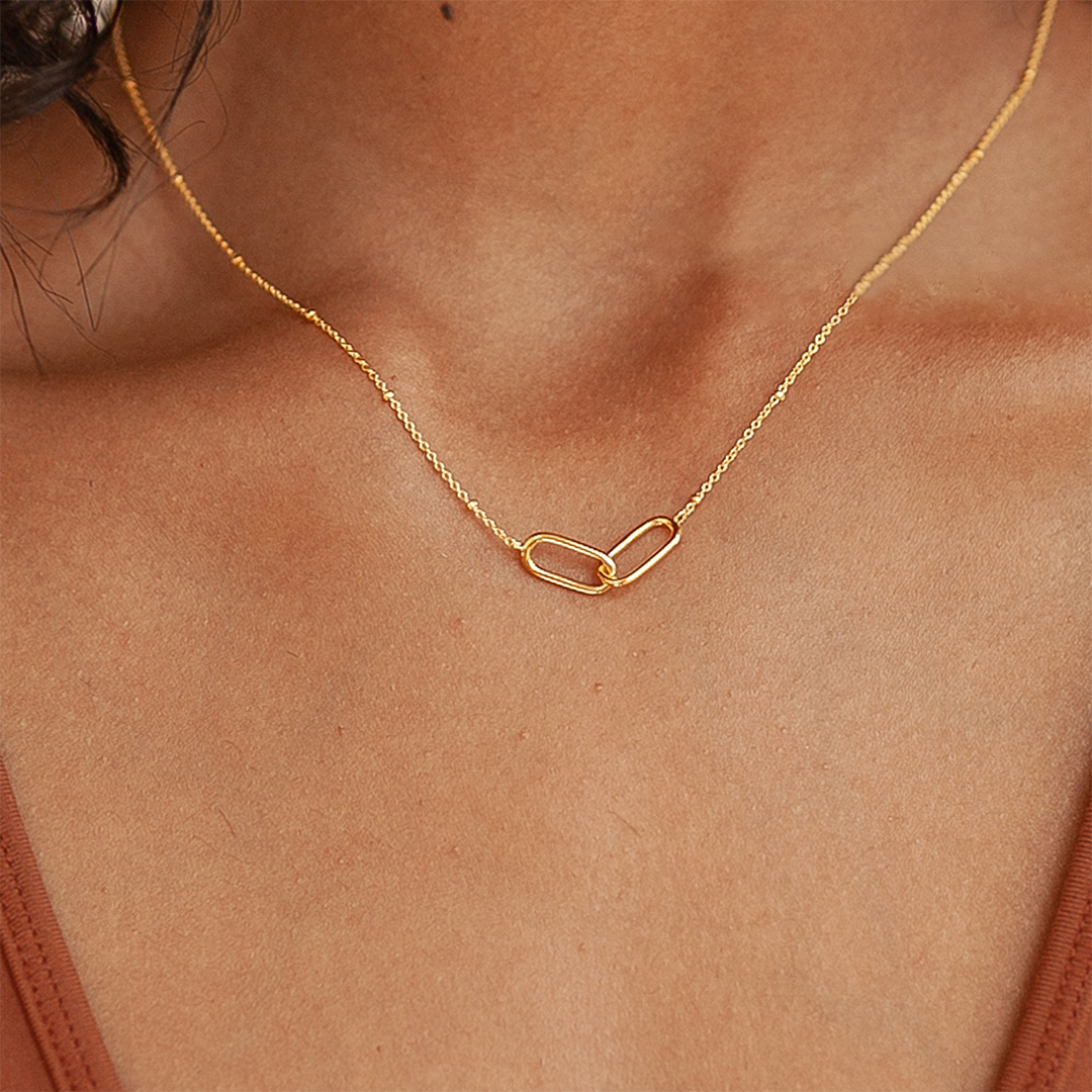 S925 Mother & Daughter Forever Linked Together Thin Hoop Necklace