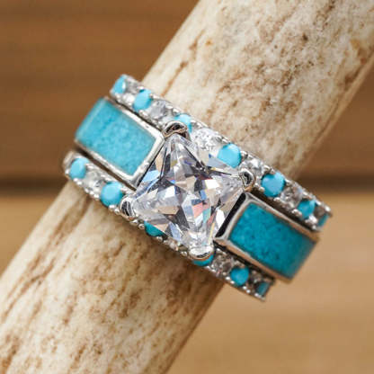 S925 Dazzling Diamond Turquoise Stacking Ring - Unleash Your Inner Glamour!