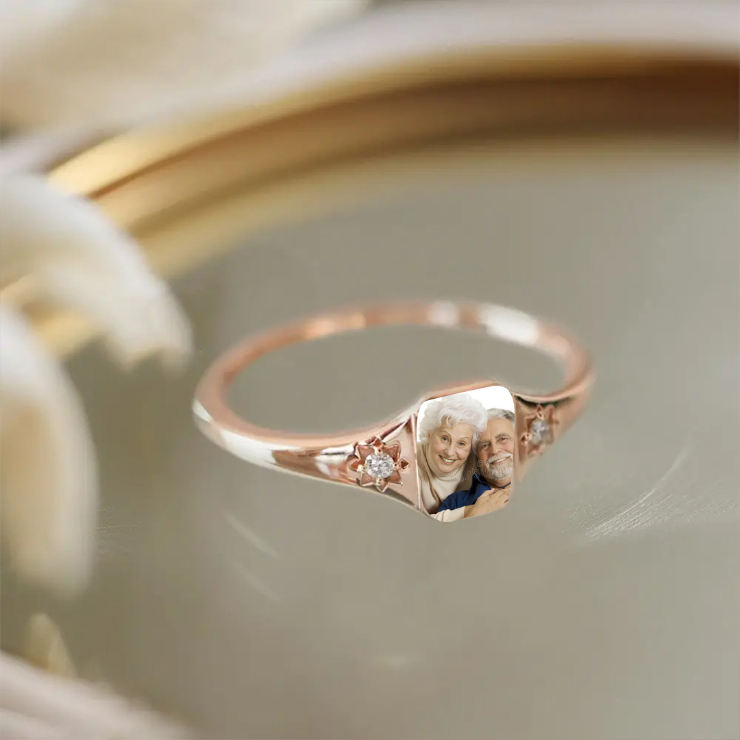 For Memorial - S925 Custom Photo & Birthstones Ring