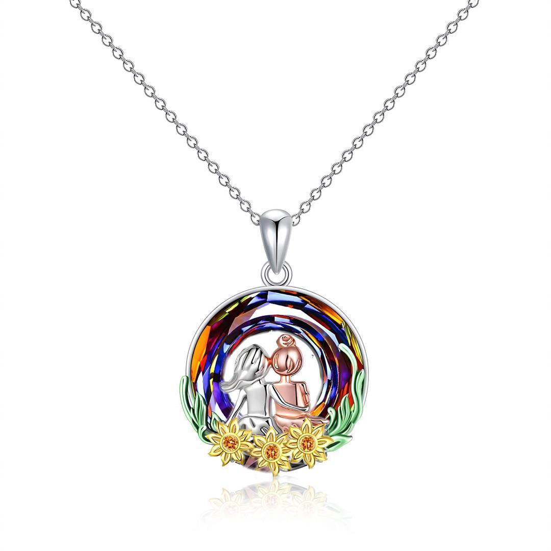 For Sister - S925 A Sister Is GOD's Way Of Making Sure We Never Walk Alone Crystal Necklace