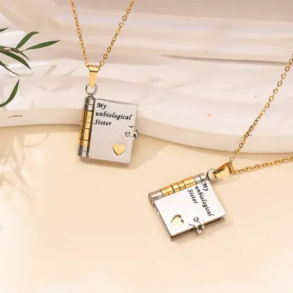 For Friends - Sisters At Heart Book Necklace