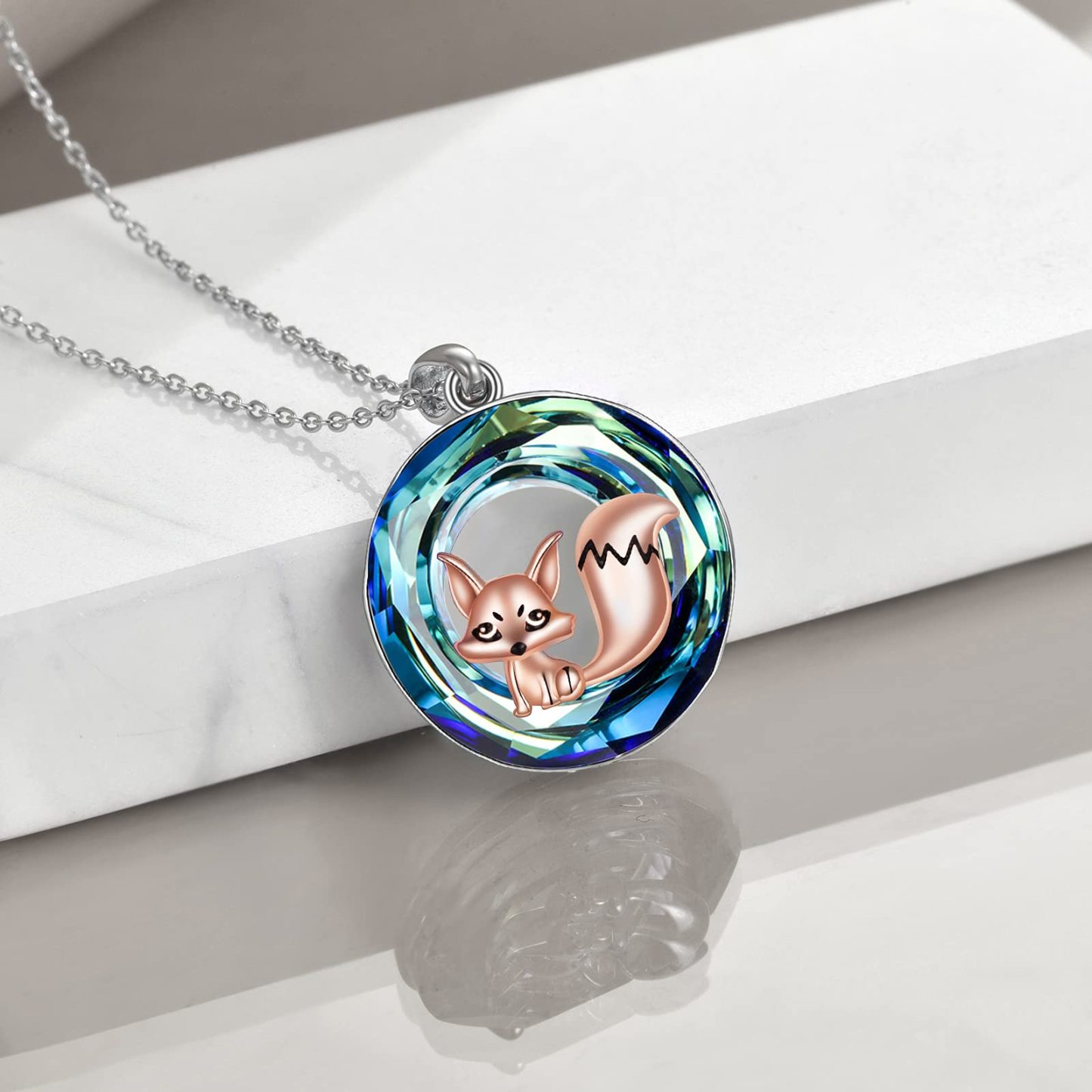 Fox Crystal Circle Necklace