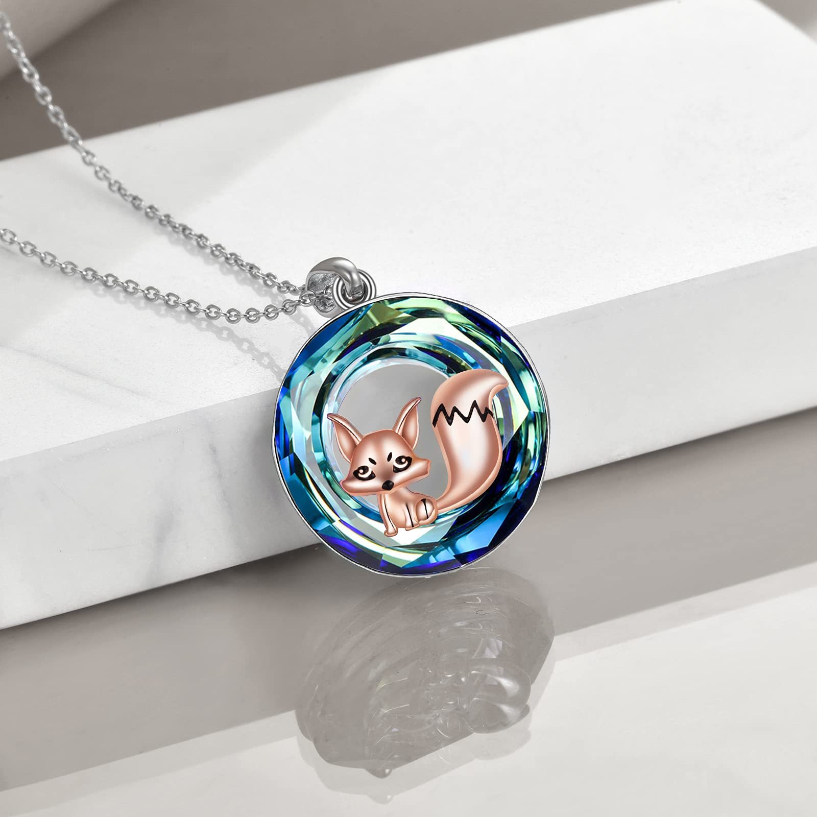 Fox Crystal Circle Necklace