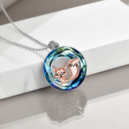 Fox Crystal Circle Necklace