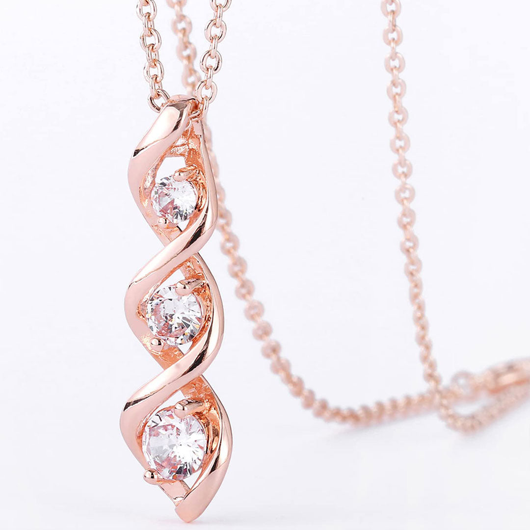 For Mother - S925 Thanks for Sharing Your DNA Three Diamond Spiral Necklace