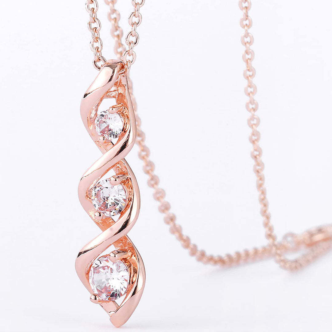 For Mother - S925 Thanks for Sharing Your DNA Three Diamond Spiral Necklace
