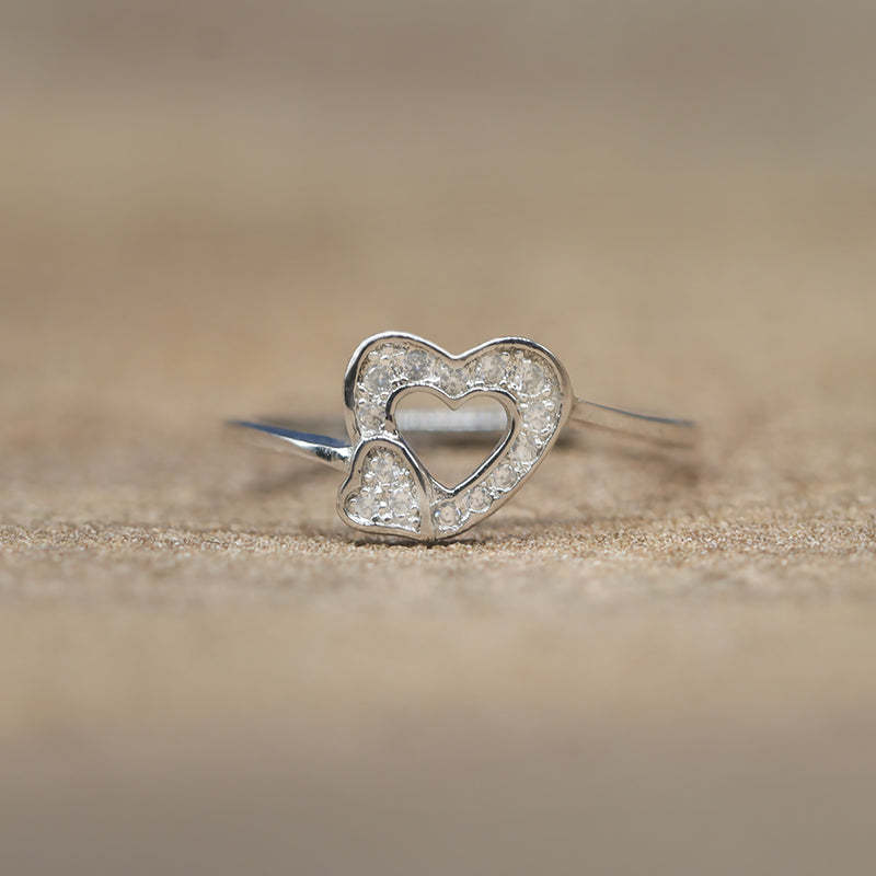 S925 Mother & Daughter Heart To Heart Ring