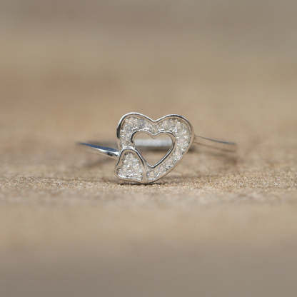 S925 Mother & Daughter Heart To Heart Ring