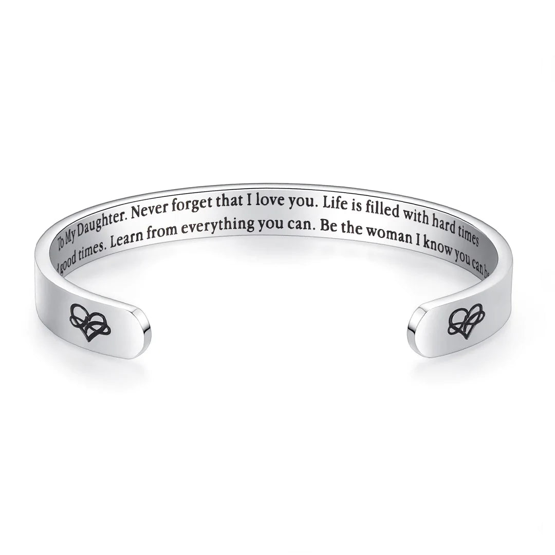For Daughter - Never Forget That I Love You Infinity Heart Cuff Bracelet-37bracelet