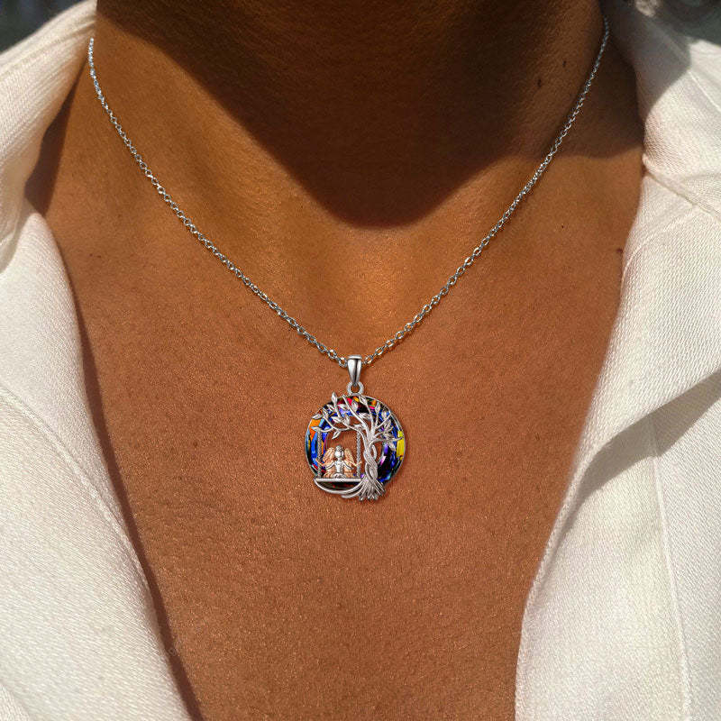 For Friend - S925 When Fate Brought Us Together We Became Sisters at Heart Crystal  Life Tree Necklace