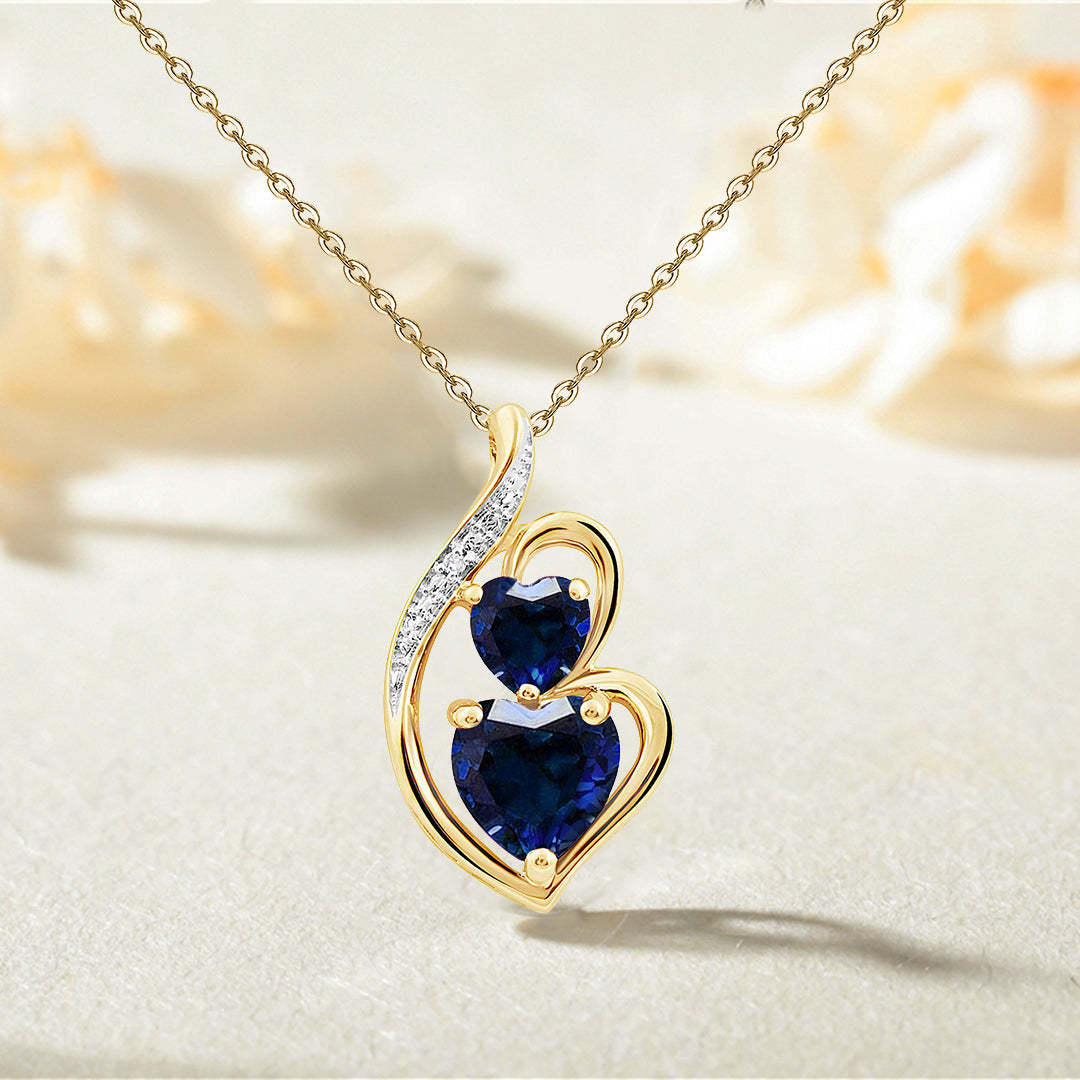 For Love - S925 My Wishes to Smokin' Hot Soulmate Blue Crystal Heart to Heart Necklace