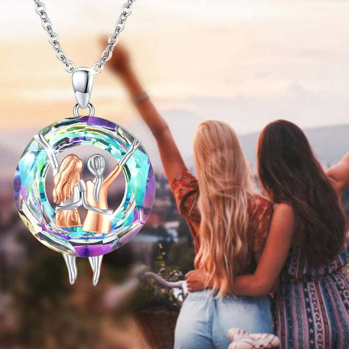 For Friend - S925 Not Sisters by Blood but Sisters by Heart Crystal Good Friend Necklace