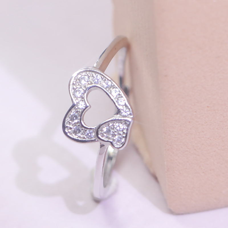 S925 Mother & Daughter Heart To Heart Ring