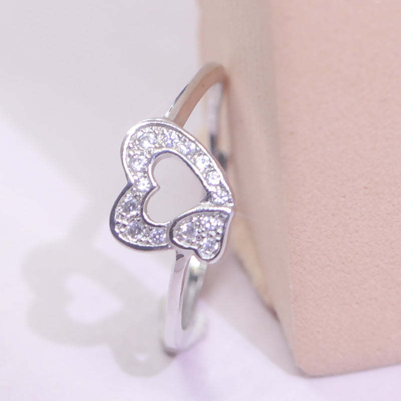 S925 Mother & Daughter Heart To Heart Ring