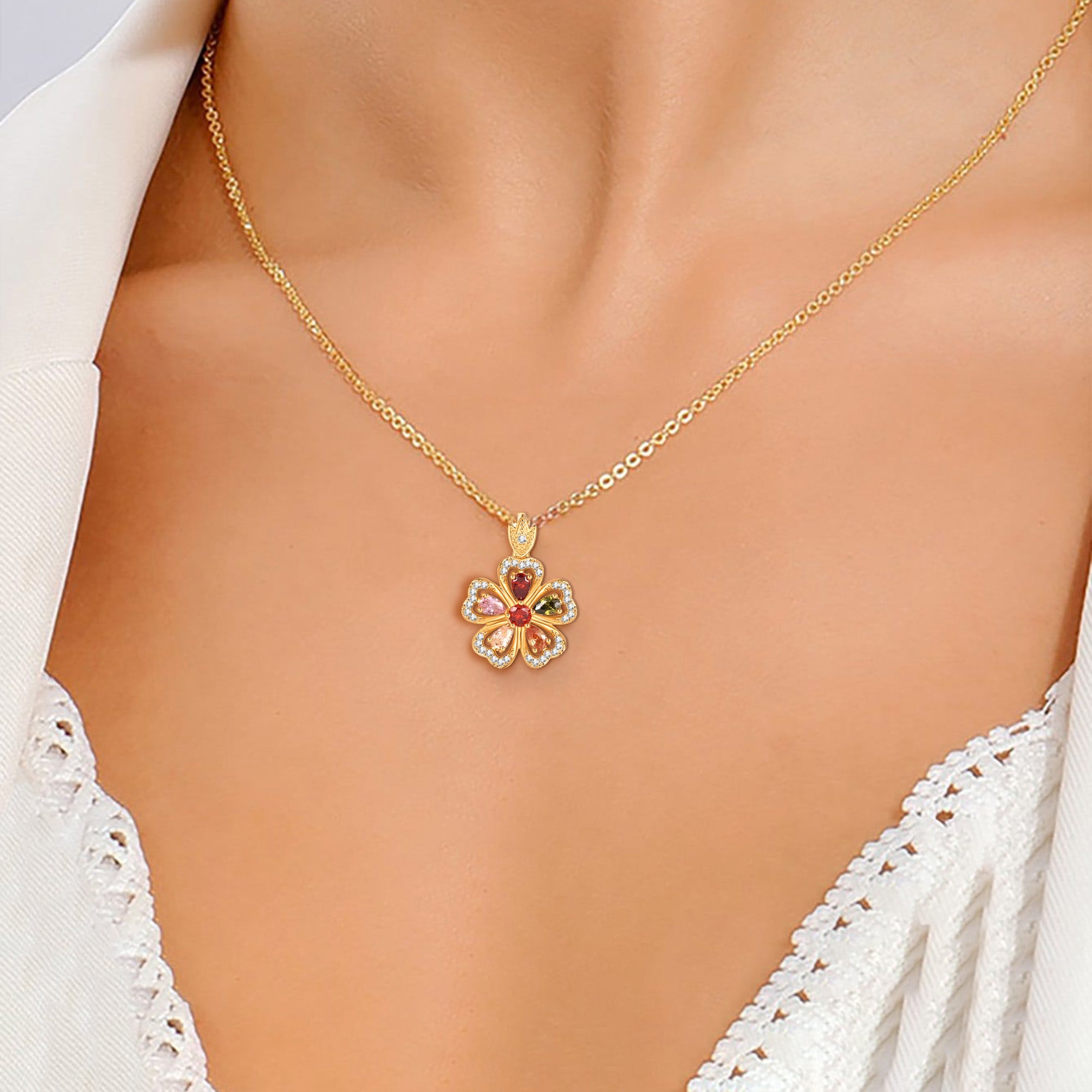 For Mom - S925 Thank You For all the Seeds You Sow Crystal Flower Crystal Necklace