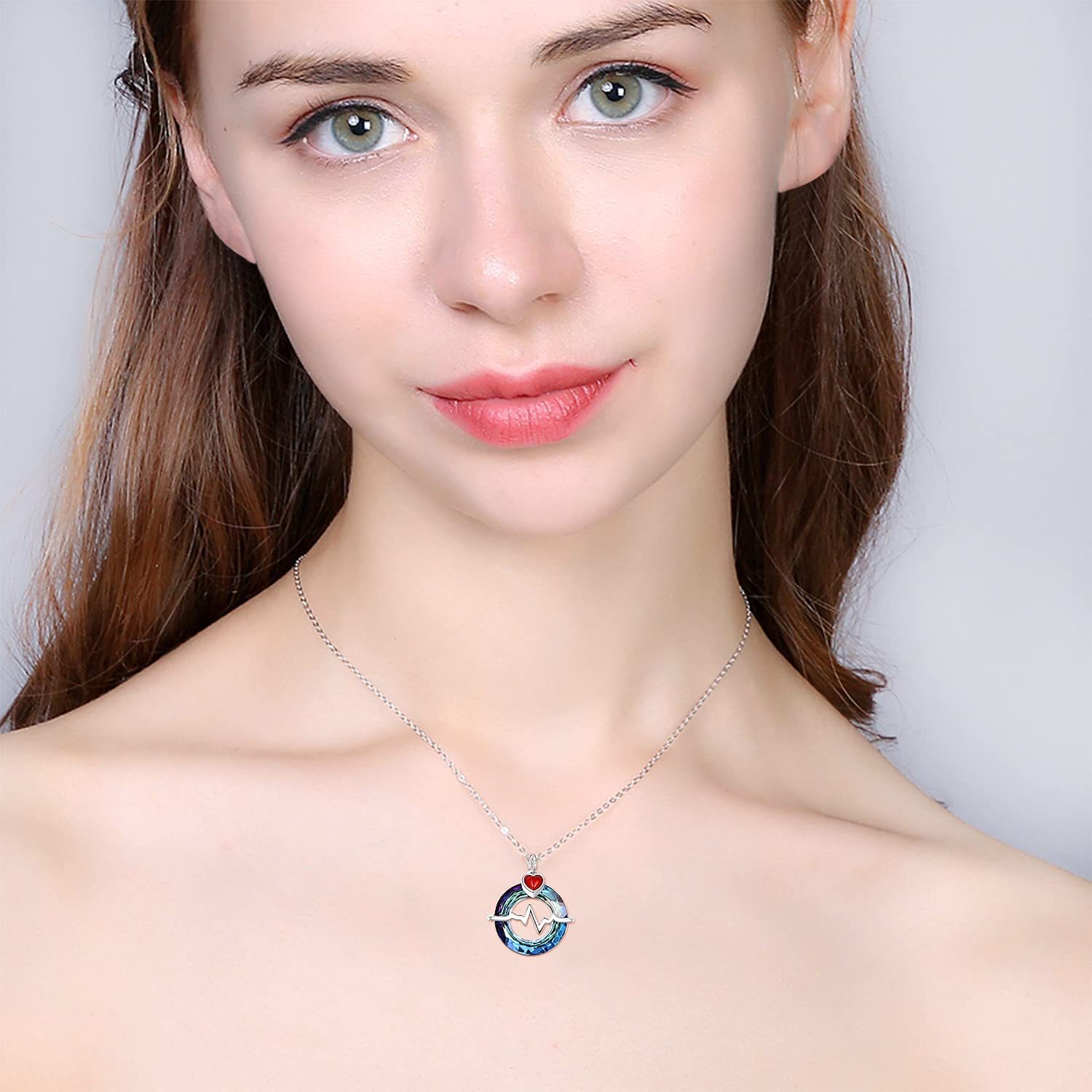 S925 Heartbeat Crystal Circle Necklace
