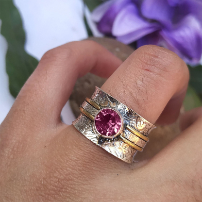 Amethyst Calming Healing Large Circle Ring