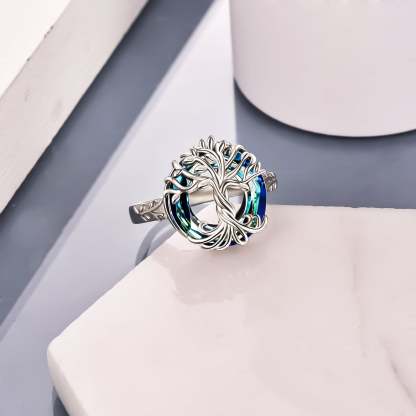 For Mom - S925 Mother is the Family Root Crystal Life Tree Crystal Ring