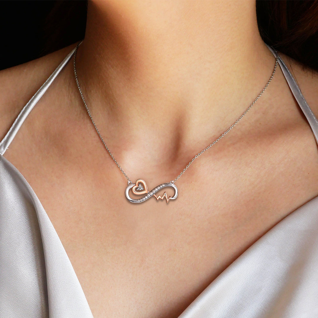 For Granddaughter - S925 Remember How Much You are Loved Infinity Heartbeat Necklace