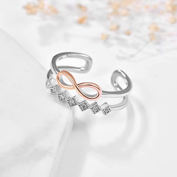 For Granddaughter - S925 Grandma and Granddaughter Forever Linked Together Infinity Double Layer Ring