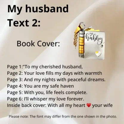 For Husband - My Hubby Book Necklace