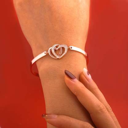 For Daughter - Always Keep Me In Your Heart For You Are Always In Mine Double Heart Bracelet-37bracelet