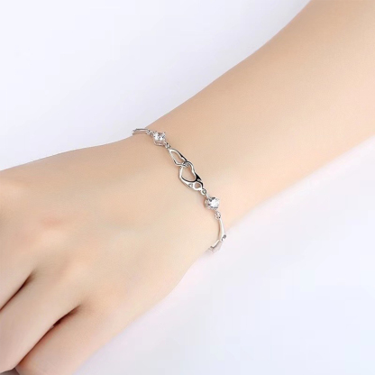 S925 Forever Linked Together Double Diamond Bracelet