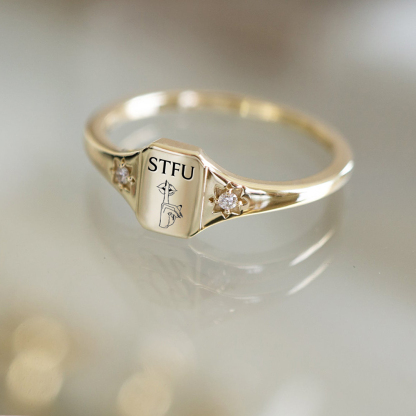S925 STFU Square Ring