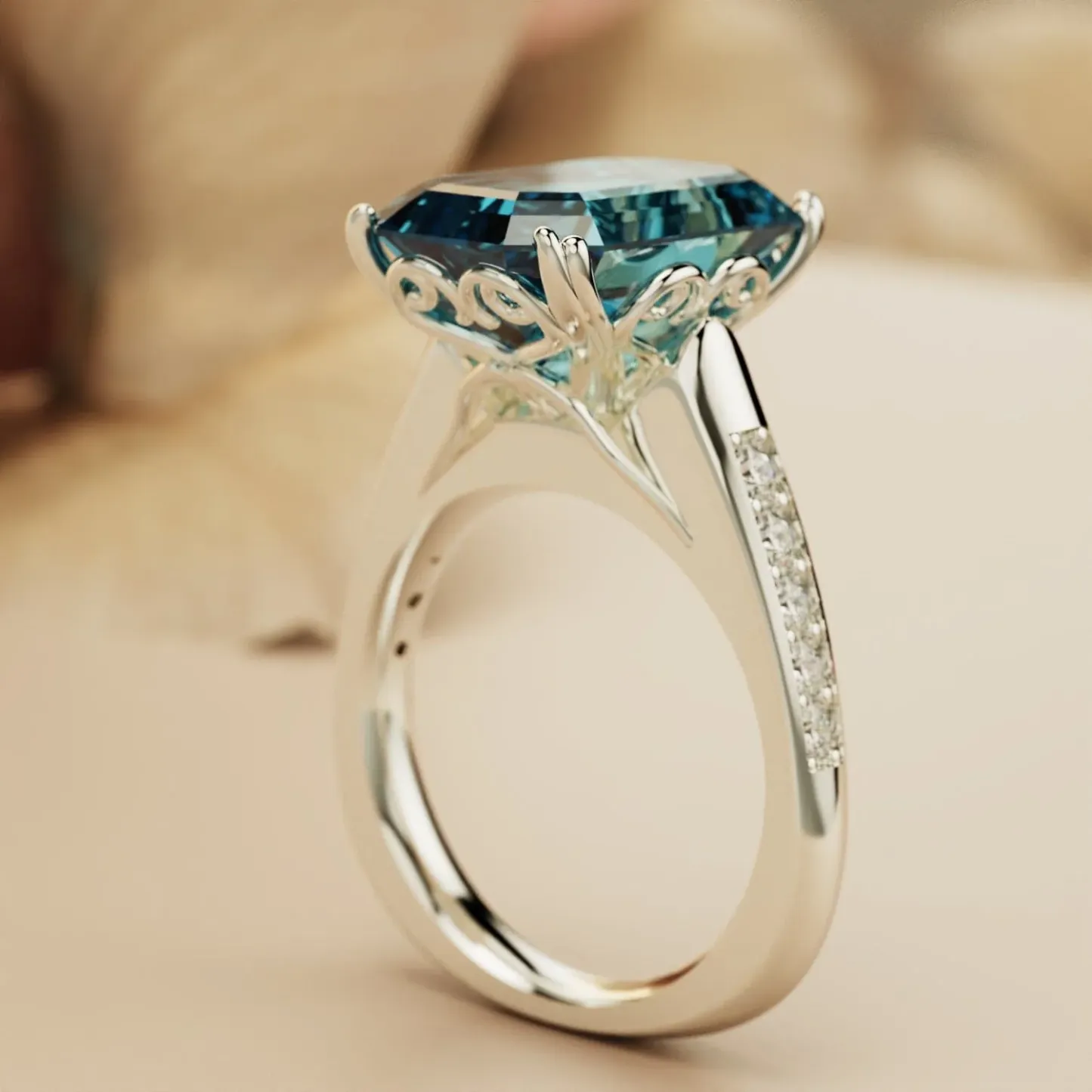 S925 Emerald Cut Diamond Ring