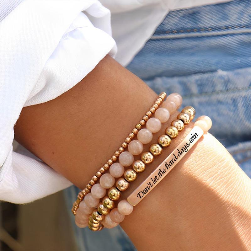 When The Days Get Hard, Don't Let Them Win Bead Lettering Bracelet